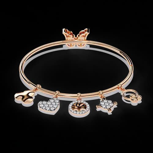 Butterfly Charms Diamond Bangle 2