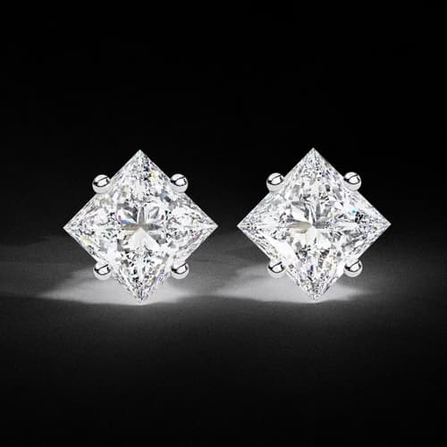Regal Radiance Princess-Cut Diamond Studs 2