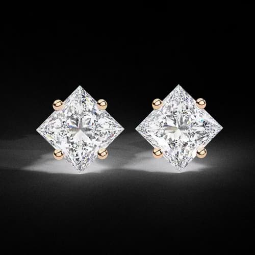 Regal Radiance Princess-Cut Diamond Studs 3