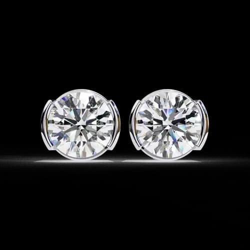 Luna Half-Bezel Diamond Studs