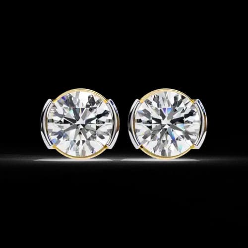Luna Half-Bezel Diamond Studs 2