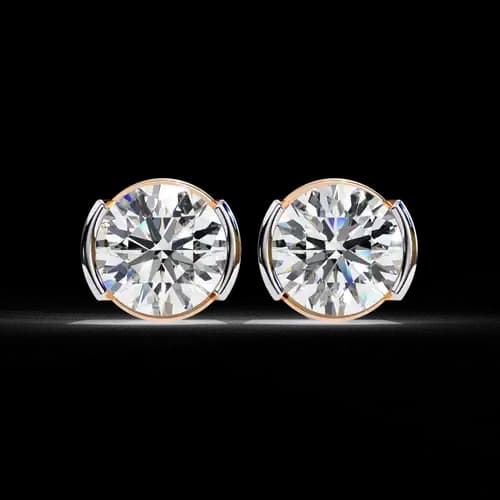 Luna Half-Bezel Diamond Studs 3