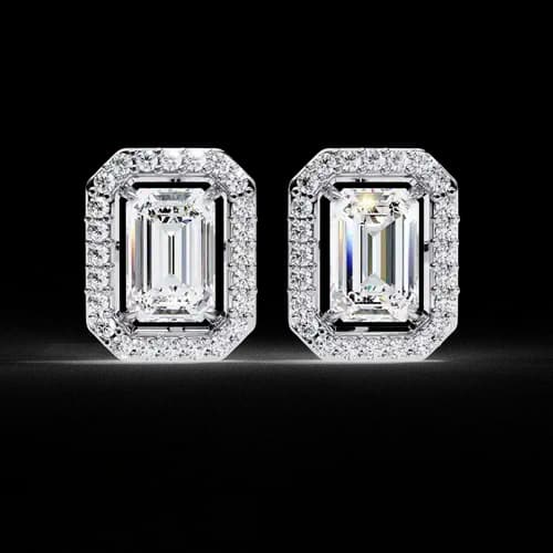 Emerald Elegance Halo Studs
