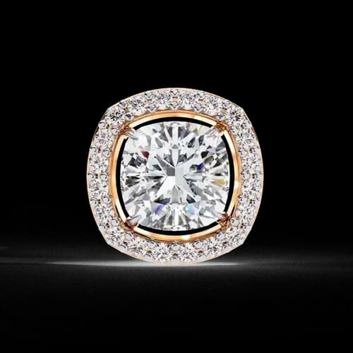Cushion Halo Round Diamond Studs 2