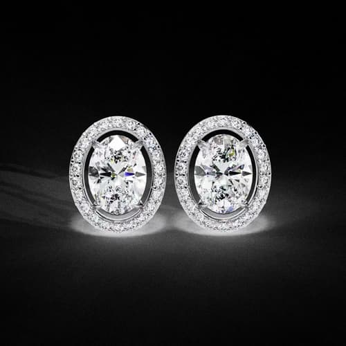 Oval Halo Diamond Studs