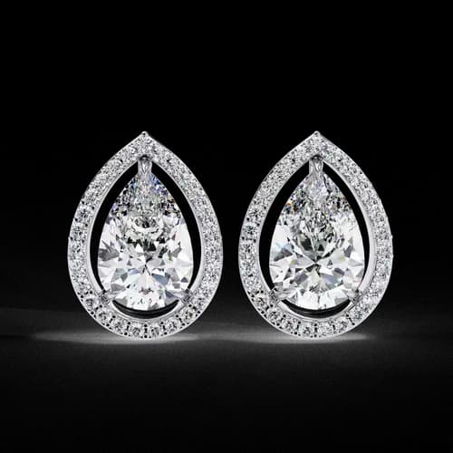 Pear Halo Diamond Studs