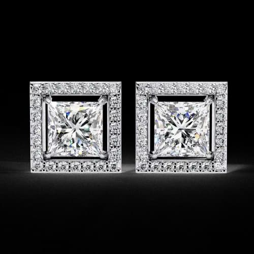 Princess Halo Diamond Studs