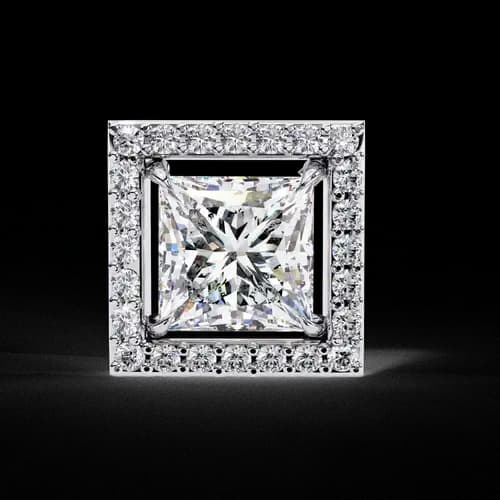 Princess Halo Diamond Studs 2
