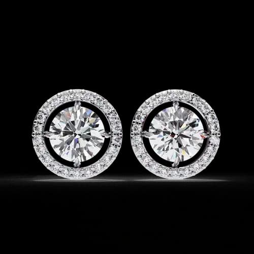 Round Halo Diamond Studs