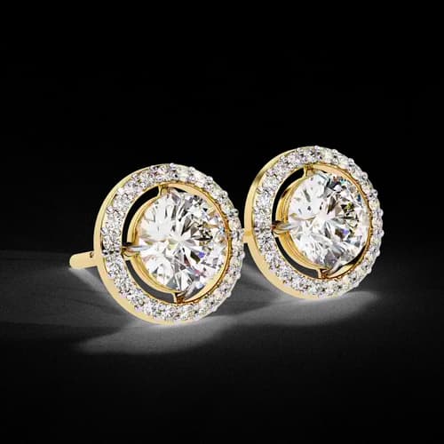 Round Halo Diamond Studs 3