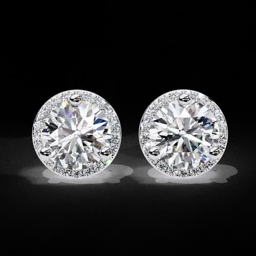 Classic Round Halo Diamond Studs
