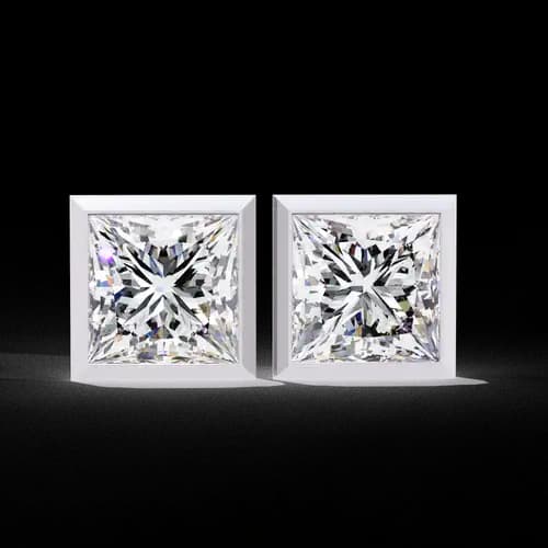 Princess-Cut Bezel Diamond Studs