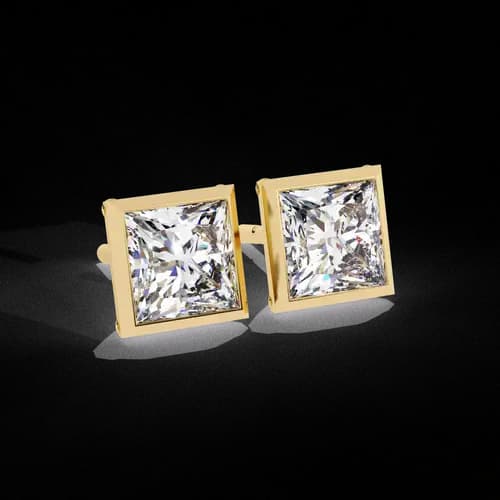 Princess-Cut Bezel Diamond Studs 3
