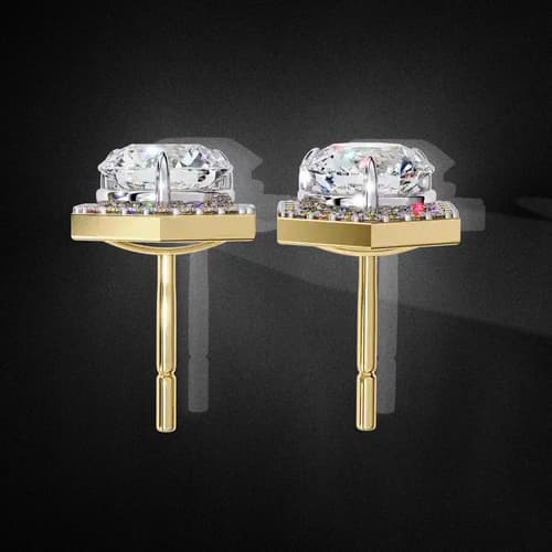 Hexa Halo Diamond Earrings 3