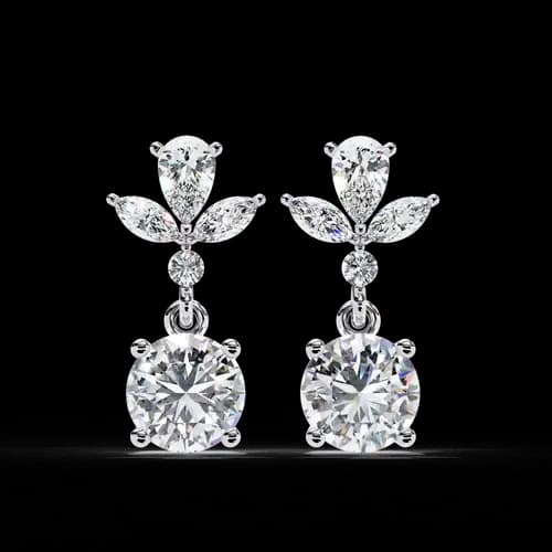 Diamond Leaf Drop Earrings