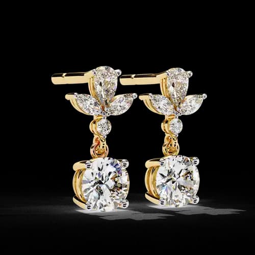 Diamond Leaf Drop Earrings 2
