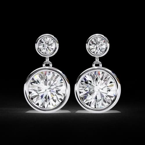 Aurora Bezel Drop Diamond Earrings