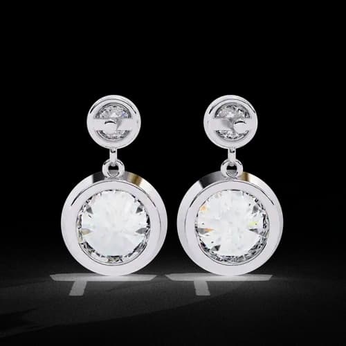 Aurora Bezel Drop Diamond Earrings 2