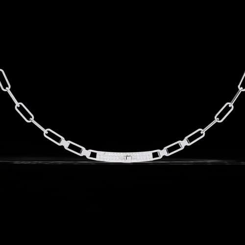 Meridian Pavé Bar Paperclip Necklace