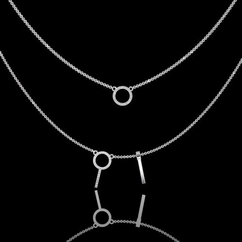 Layered Key & Circle Charm Necklace