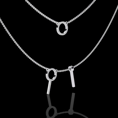 Layered Key & Circle Charm Necklace 2