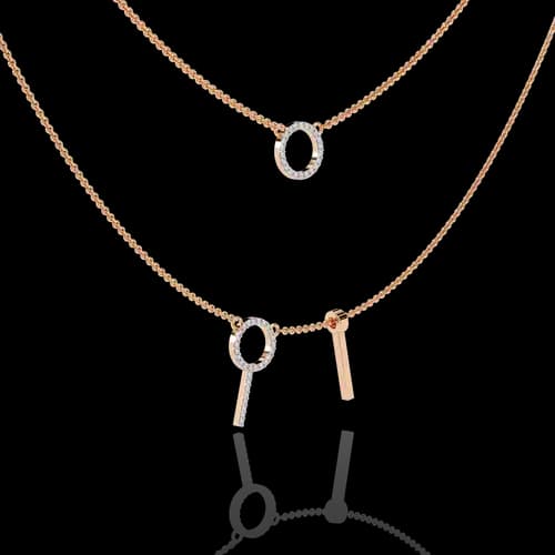 Layered Key & Circle Charm Necklace 3