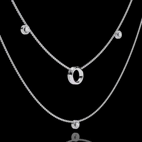 Aura Three-Strand Halo & Circle Layered Necklace 2