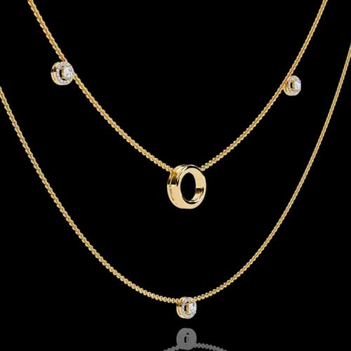 Aura Three-Strand Halo & Circle Layered Necklace 3