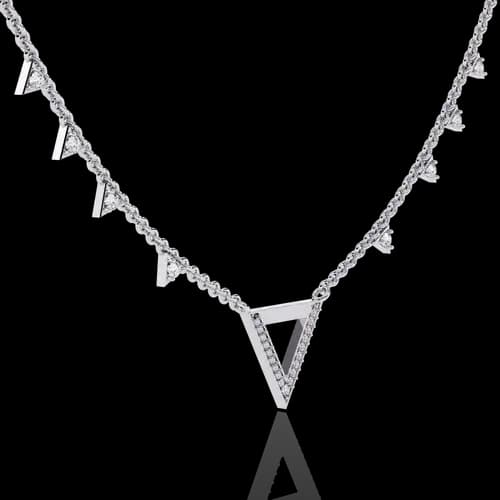 Apex Pavé Chevron & Diamond Fringe Necklace 2