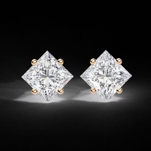 Regal Radiance Princess-Cut Diamond Studs 3