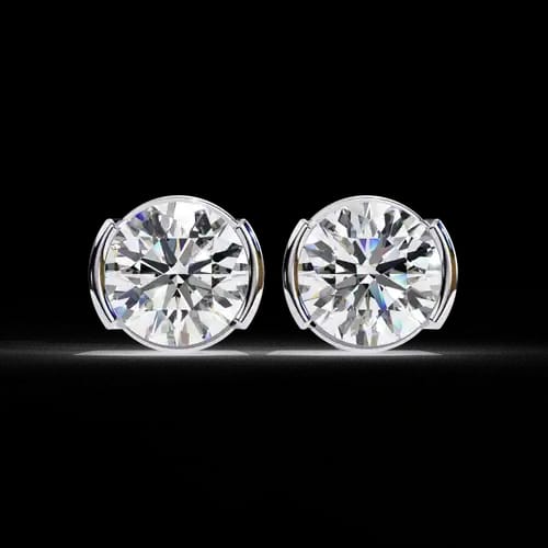 Luna Half-Bezel Diamond Studs 1