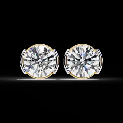 Luna Half-Bezel Diamond Studs 2