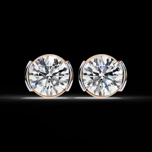 Luna Half-Bezel Diamond Studs 3
