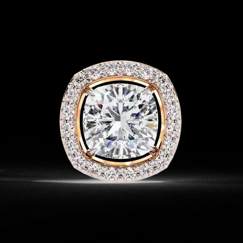 Cushion Halo Round Diamond Studs 2