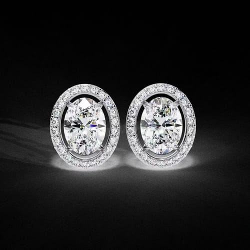 Oval Halo Diamond Studs 1