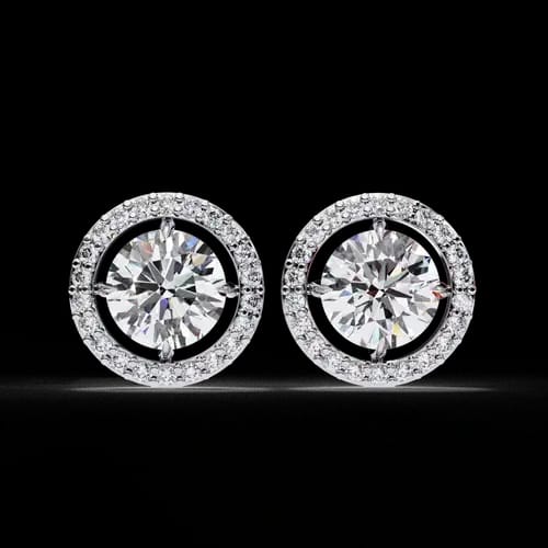 Round Halo Diamond Studs 1