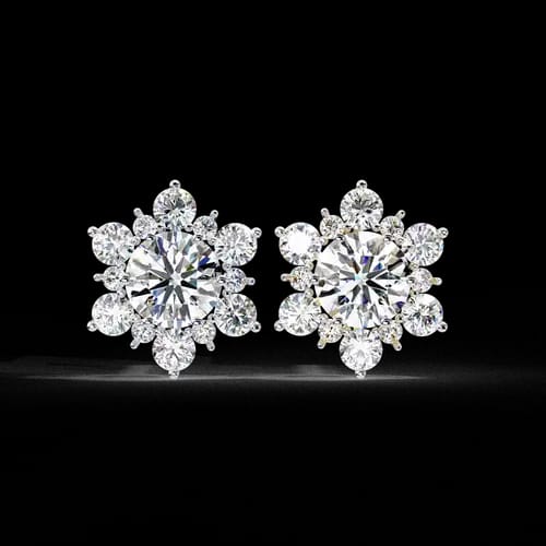 Floral Cluster Diamond Studs 1