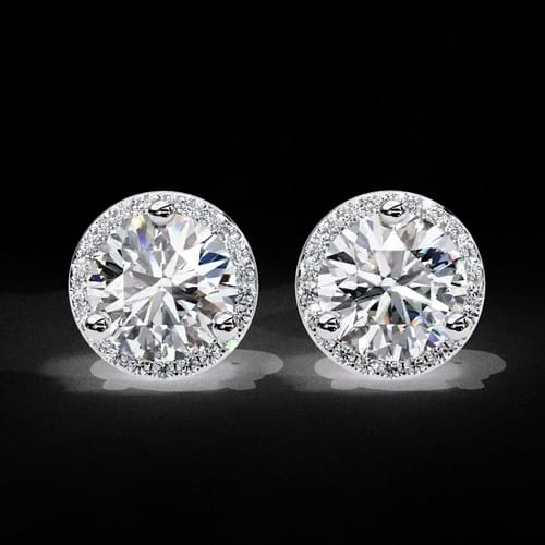 Classic Round Halo Diamond Studs 1