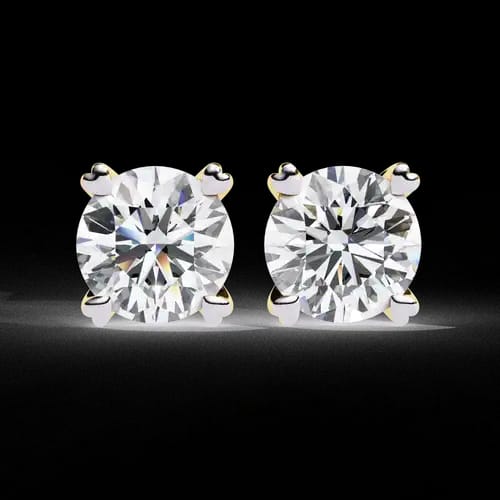 Classic 4-Prong Round Diamond Studs 1