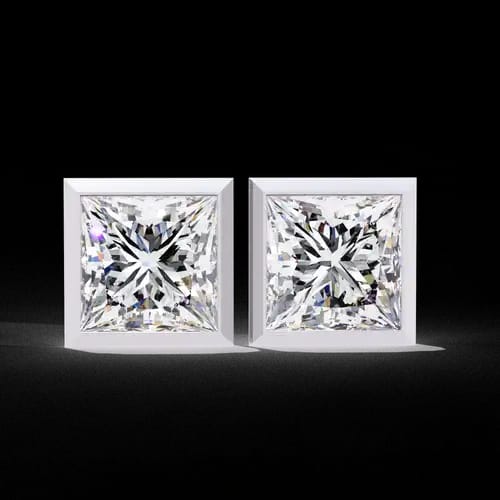 Princess-Cut Bezel Diamond Studs 1