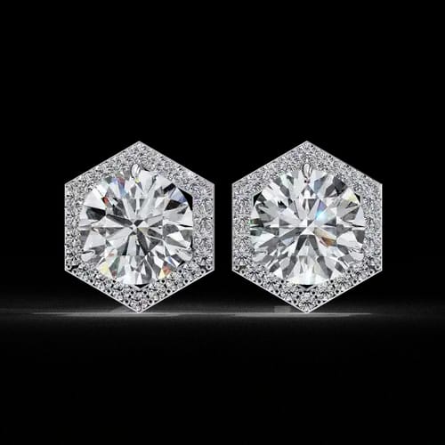 Hexa Halo Diamond Earrings 1