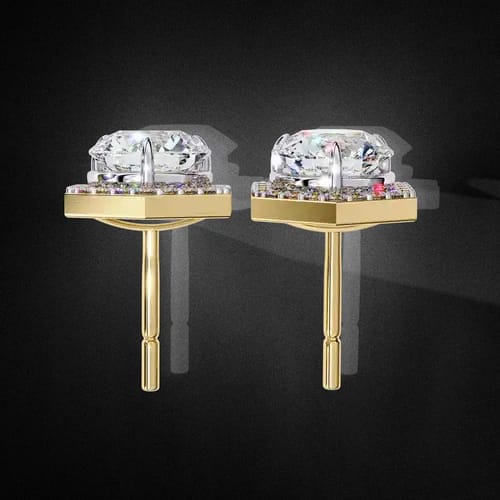 Hexa Halo Diamond Earrings 3