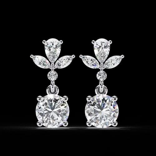 Diamond Leaf Drop Earrings 1