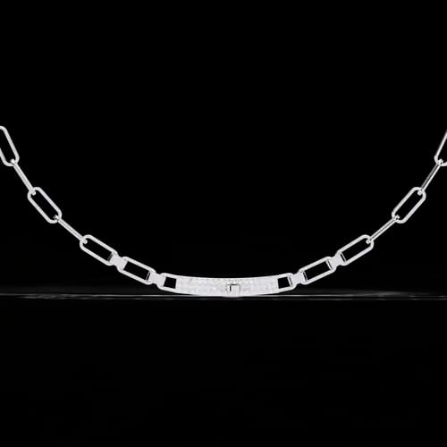 Meridian Pavé Bar Paperclip Necklace 1