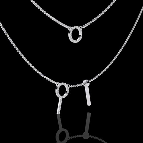 Layered Key & Circle Charm Necklace 2