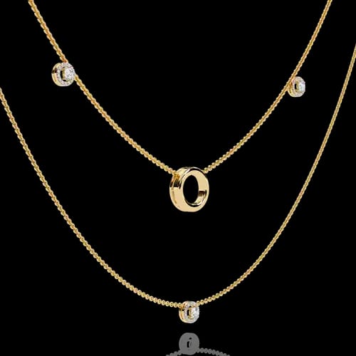 Aura Three-Strand Halo & Circle Layered Necklace 3
