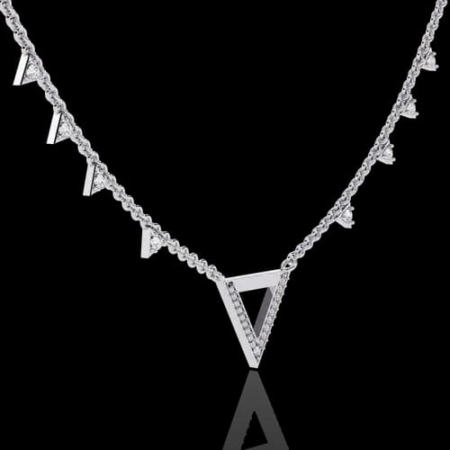 Apex Pavé Chevron & Diamond Fringe Necklace 2
