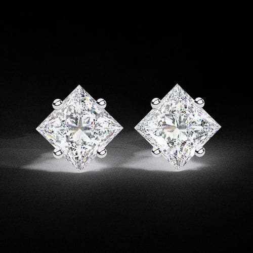Regal Radiance Princess-Cut Diamond Studs