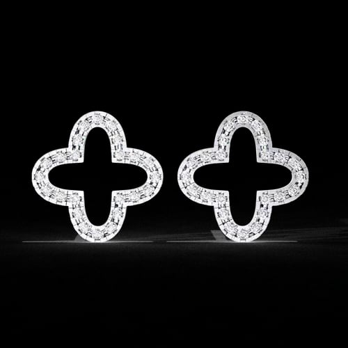 Fortuna Clover Diamond Studs