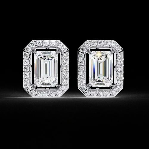 Emerald Elegance Halo Studs